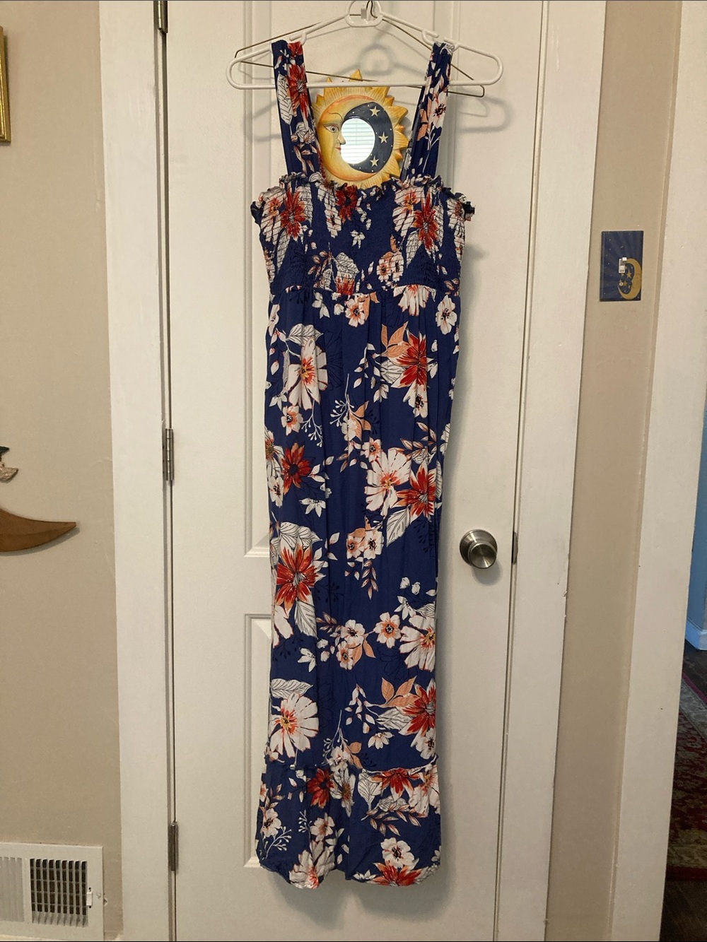 Isabel Maternity by Ingrid & Isabel Navy Dress with Red and White Floral Print